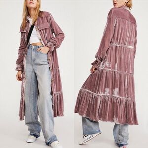 Free People Dusty Pink Tiered Trench Coat